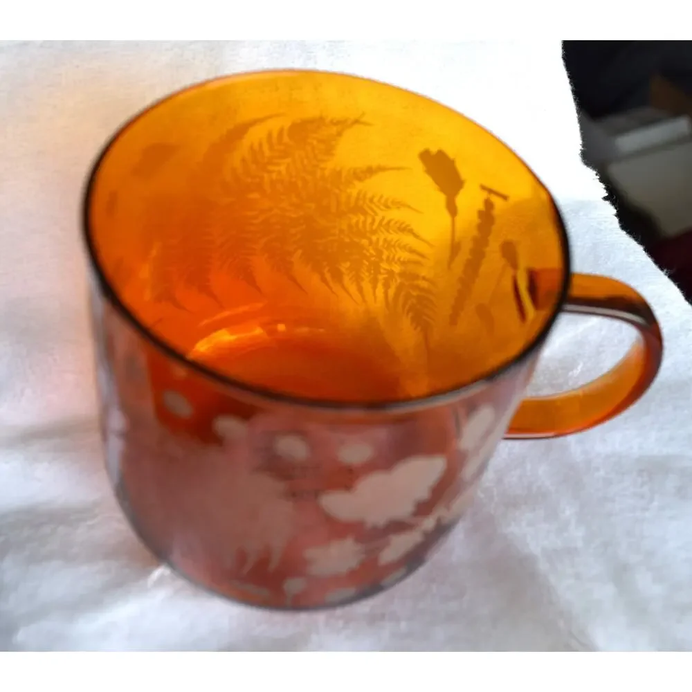 Fringe Studio Borosilicate Single Wall Glass Mug, FLEUR FOUND BOTANICALS, 3.5